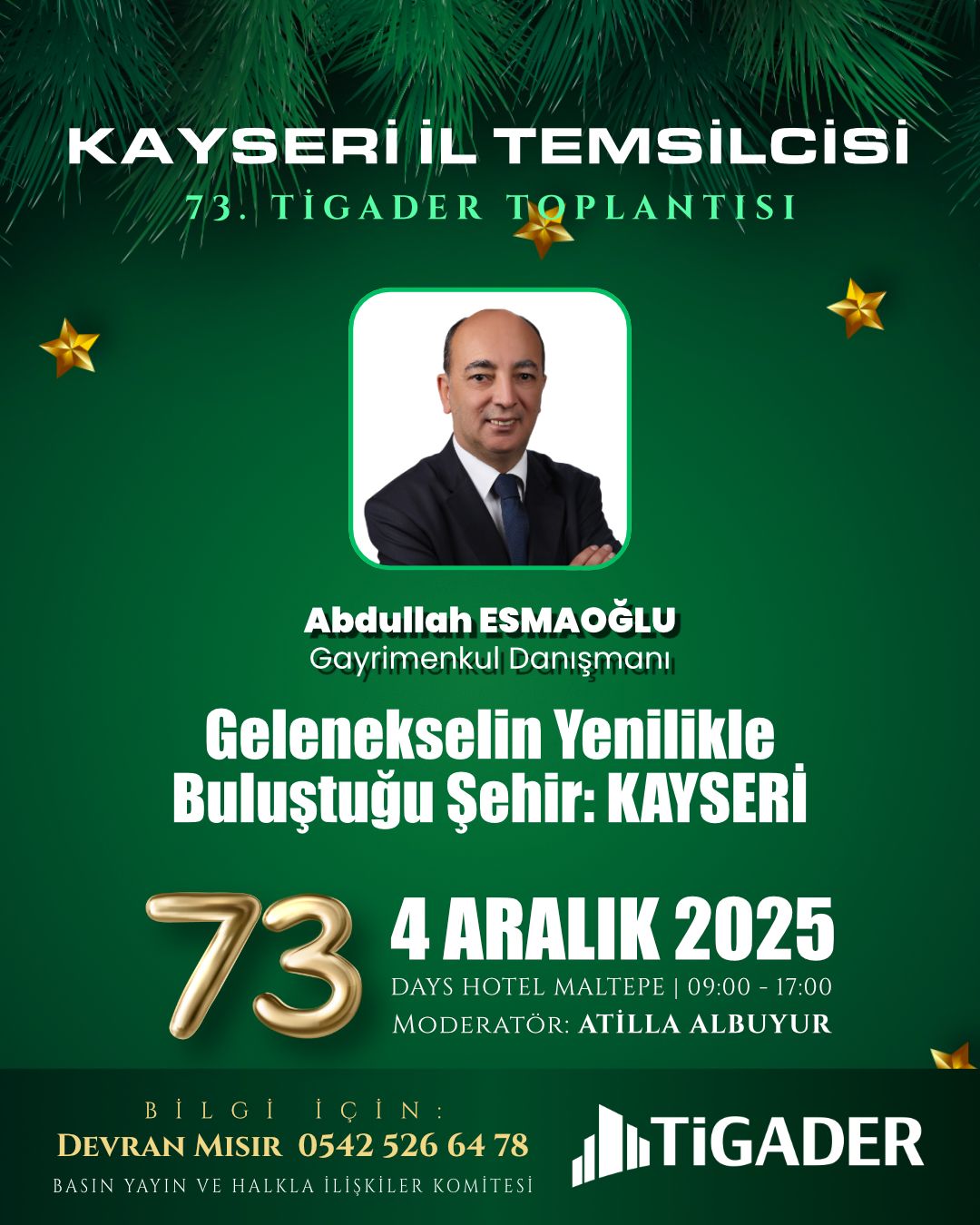 Kayseri İl Temsilcisi: Abdullah Esmaoğlu